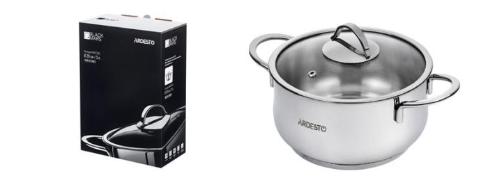 Каструля зі скляною кришкою ARDESTO Black Mars, 3л, нержавіюча сталь