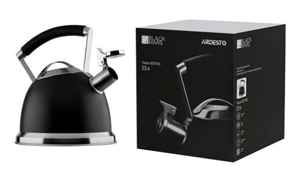 Чайник ARDESTO Black Mars, 2.5л, нержавіюча сталь, чорний