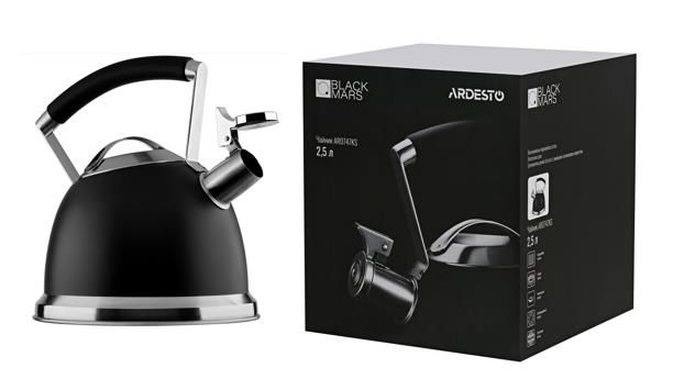 Чайник ARDESTO Black Mars, 2.5л, нержавіюча сталь, чорний