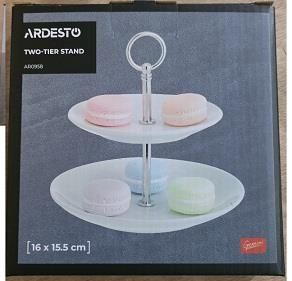 Блюдо 2-х ярусне Ardesto, 16х16х17.5см, кераміка, білий