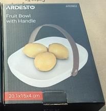 Фруктівниця Ardesto, 20.1х15х4см, з ручкою,кераміка, шкіра, білий