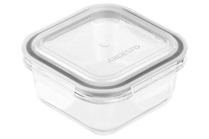 Контейнер для зберігання харчових продуктів ARDESTO Gemini 0.31л, боросилікатне скло, пластик, квадратний, прозорий