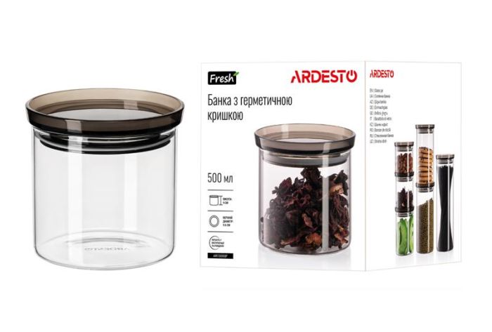 Банка для зберігання ARDESTO Fresh, 500мл, скло, пластик, прозорий
