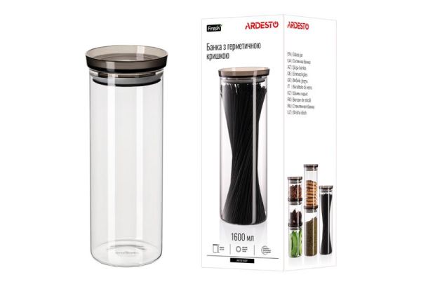 Банка для зберігання ARDESTO Fresh, 1600мл, скло, пластик, прозорий
