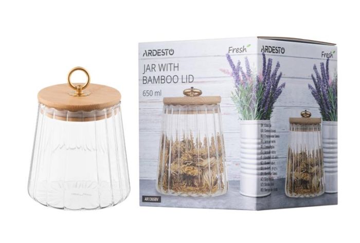 Банка для зберігання ARDESTO Fresh Vintage, 650мл, скло, бамбук, прозорий