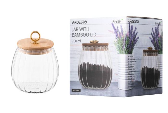 Банка для зберігання ARDESTO Fresh Vintage, 750мл, скло, бамбук, прозорий