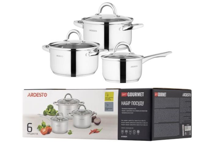 Набір посуду ARDESTO Gemini Gourmet Andria, 6 предметів, нержавіюча сталь