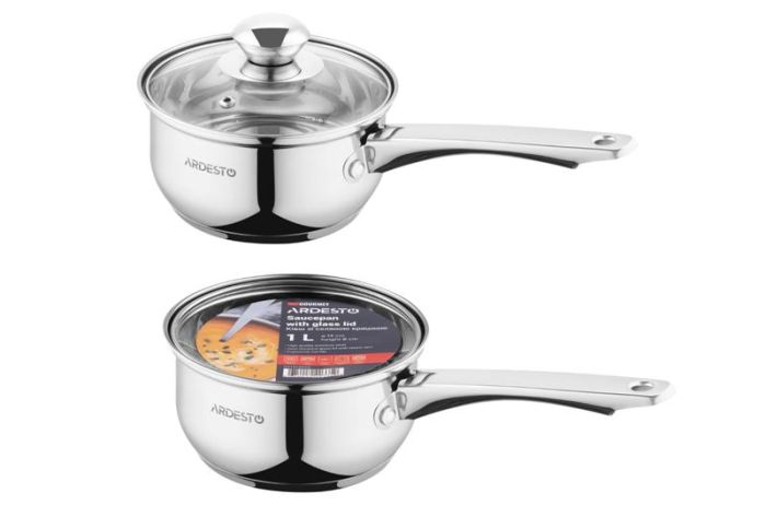 Ківш зі скляною кришкою ARDESTO Gemini Gourmet Spoleto, 1л, нержавіюча сталь