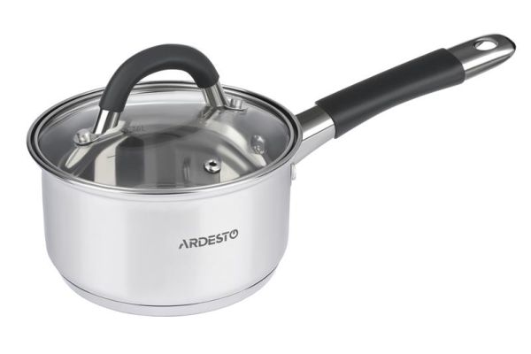 Ківш зі скляною кришкою ARDESTO Gemini Salerno, 1.2л, нержавіюча сталь, силікон