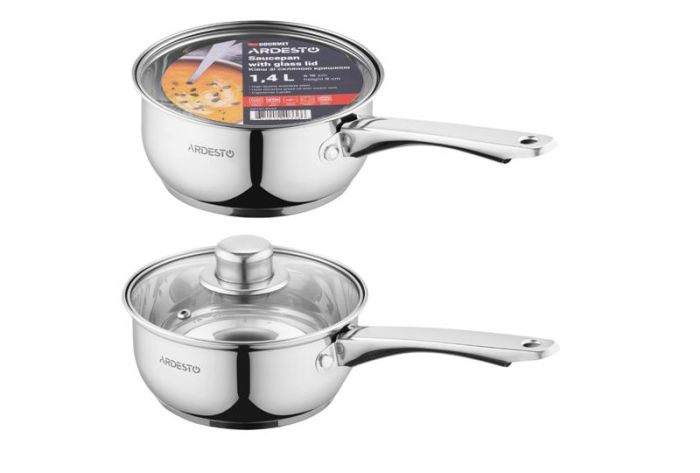 Ківш зі скляною кришкою ARDESTO Gemini Gourmet Spoleto, 1.4л, нержавіюча сталь