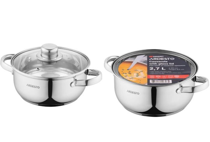 Каструля зі скляною кришкою ARDESTO Gemini Gourmet Aosta, 2.7л, нержавіюча сталь