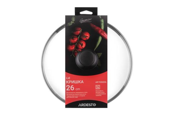 Кришка ARDESTO Gemini Gourmet, 26см, термостійке скло, нержавіюча сталь, бакеліт
