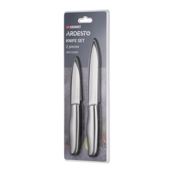 Набір ножів ARDESTO Gemini Gourmet, 2 предмети, нержавіюча сталь, пластик, сірий