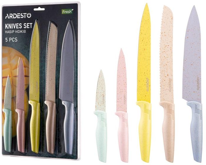 Набір ножів ARDESTO Fresh, 5 предметів, нержавіюча сталь, пластик