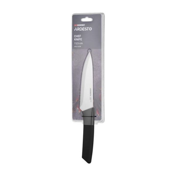 Кухонний ніж кухарський ARDESTO Gemini Gourmet, 15.5см, нержавіюча сталь, пластик, чорний