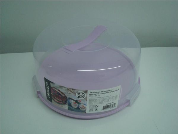 Тортівниця двостороння для тортів і капкейків з кришкою ARDESTO Tasty baking, 28х14.5см, пластик, ліловий