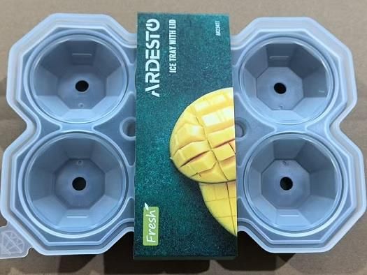 Форма для льоду з кришкою ARDESTO Fresh Diamond, 25х15х3.2см, силікон, сірий
