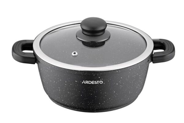Каструля зі скляною кришкою ARDESTO Gemini Anzio, 1.2л, алюміній, чорний