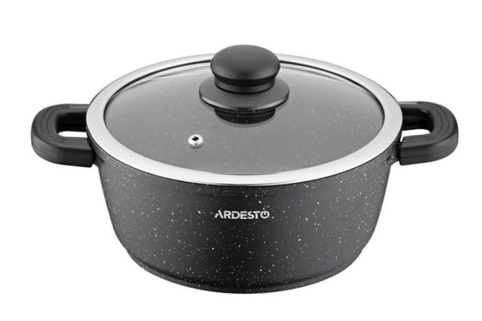 Каструля зі скляною кришкою ARDESTO Gemini Anzio, 1.2л, алюміній, чорний