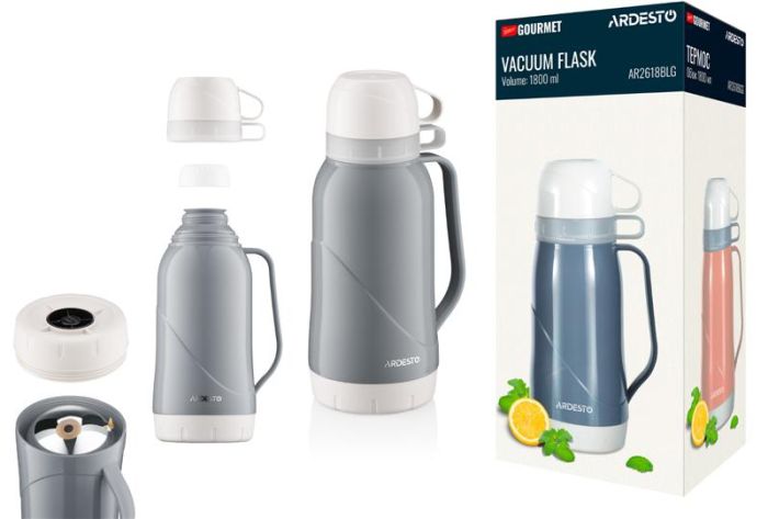 Термос ARDESTO Gemini Gourmet, 1800мл, пластик, боросилікатне скло, синій