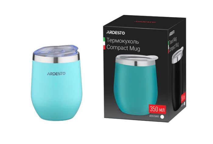 Термокухоль ARDESTO Compact Mug, 350мл, нержавіюча сталь, блакитний
