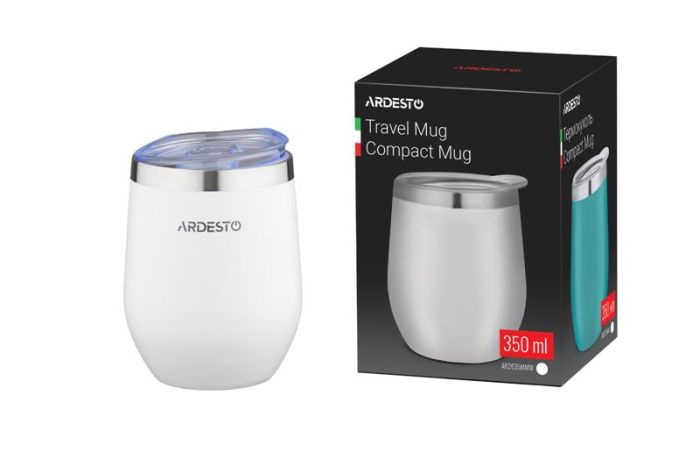 Термокухоль ARDESTO Compact Mug, 350мл, нержавіюча сталь, білий