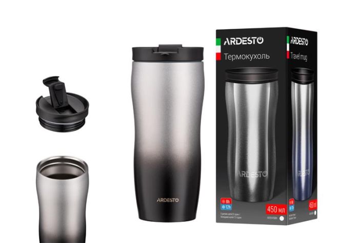 Термокухоль ARDESTO Metallic, 450мл, нержавіюча сталь, чорний