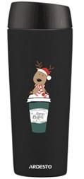 Термокухоль ARDESTO Coffee Time Reindeer 450мл, нержавіюча сталь, чорний