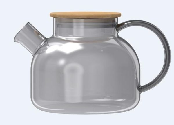 Заварник ARDESTO Graphite 1000мл, боросилікатне скло, бамбук, cірий