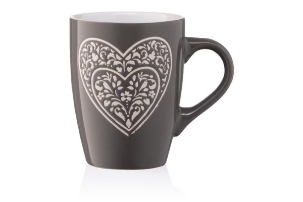 Чашка ARDESTO  Heart, 330мл, кераміка, сірий темний