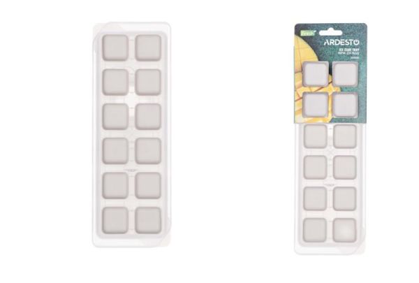Форма для льоду з кришкою ARDESTO Fresh, 26х9.5х3.5см, силікон, пластик, бежевий