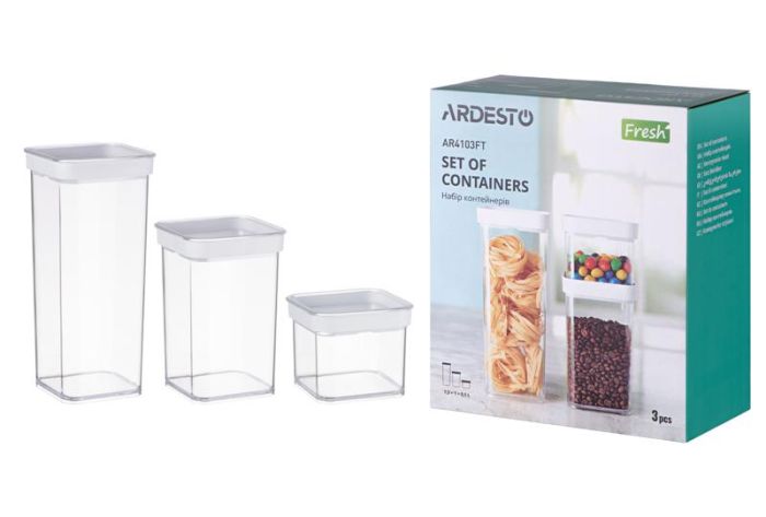 Набір контейнерів для зберігання продуктів ARDESTO Fresh, 3шт, пластик, білий