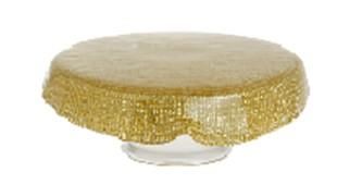 Блюдо для торта ARDESTO Golden ice 28х9.5см, скло, кругла, золотистий