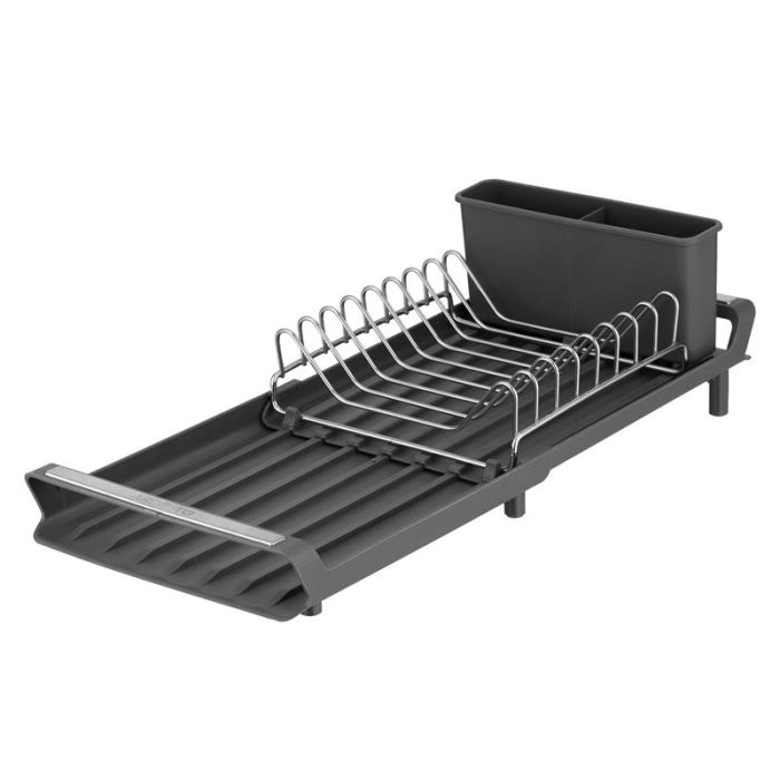 Сушарка для посуду з підставкою ARDESTO Minimalism 46.5x19.5x9.5см, пластик, хромоване залізо, сталь, сірий темний