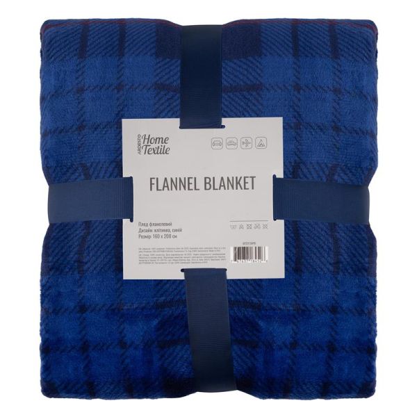 Плед ARDESTO Flannel 160х200см, 100% поліестер, клітинка, синій