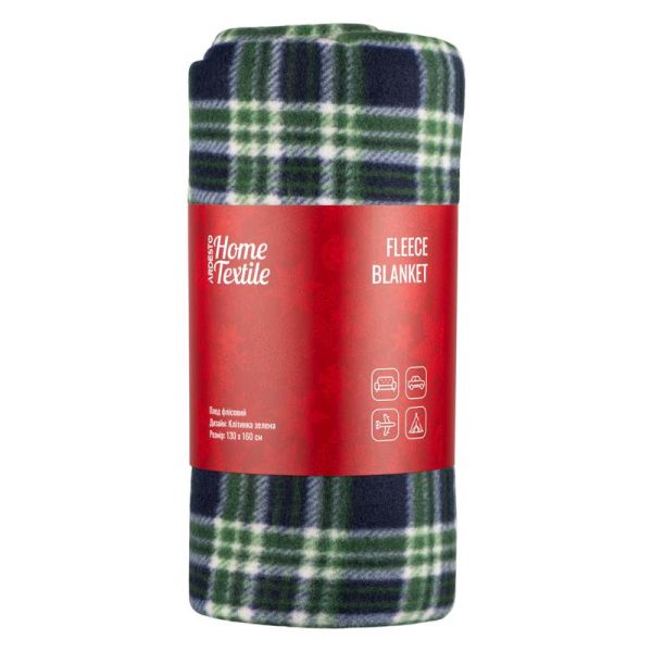 Плед ARDESTO Fleece 130x160см, 100% поліестер, клітинка, зелений