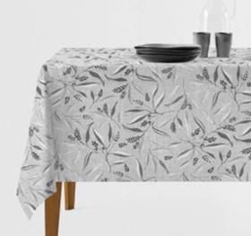 Скатертина ARDESTO Grey leaves 120х140см, 100% поліестер, cірий