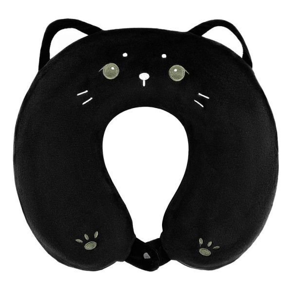 Подушка для шиї ARDESTO Travel Black Cat 30х30см, поліуретанова піна, чорний