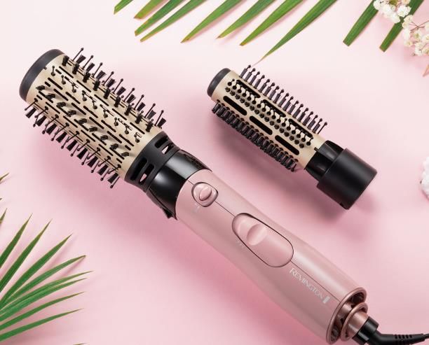 Фен-щітка Remington Coconut Smooth, 1000Вт, 2 режими, іонізація, хол. обдув, 2 насадки, чорно-рожевий