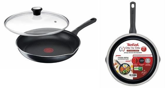 Сковорода з кришкою Tefal Day by Day, 20см, з кришкою, алюміній, бакеліт, скло, чорний