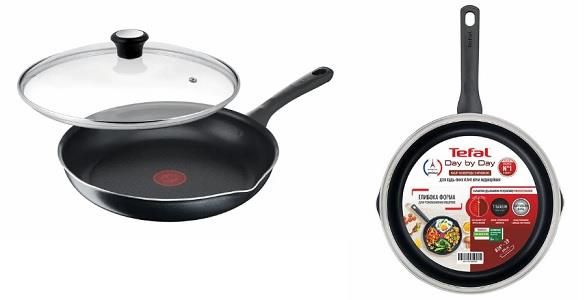 Сковорода з кришкою Tefal Day by Day, 24см, з кришкою, алюміній, бакеліт, скло, чорний