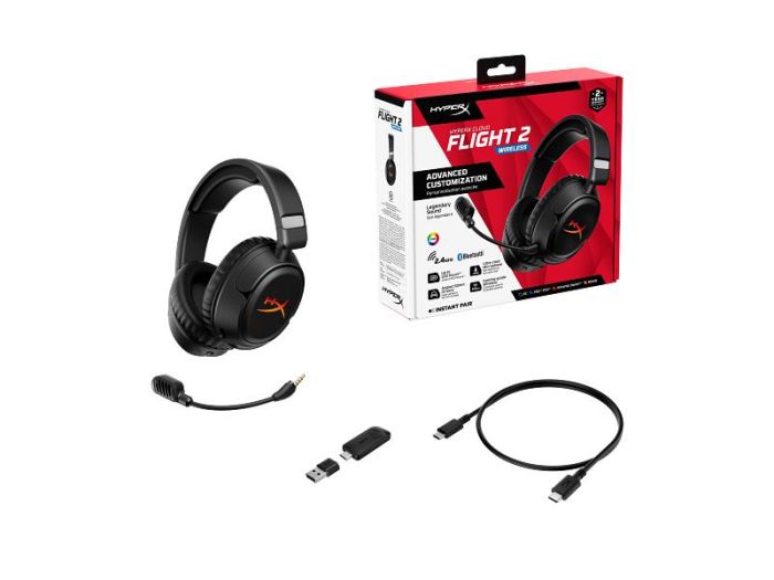 Гарнітура ігрова HyperX Cloud Flight 2, WL/USB-A/USB-C, чорний