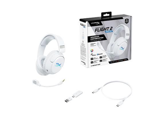 Гарнітура ігрова HyperX Cloud Flight 2, WL/USB-A/USB-C, білий