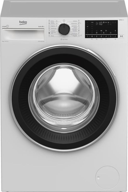 Пральна машина Beko фронтальна, 8кг, 1400, A+++, 55см, дисплей, пар, інвертор, AutoDose, білий