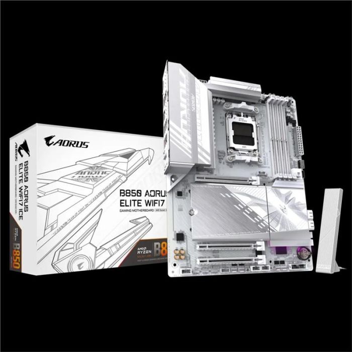 Материнська плата GIGABYTE B850 A ELITE WF7 ICE sAM5 B850 4xDDR5 M.2 DP Type-C Wi-Fi BT ATX білий