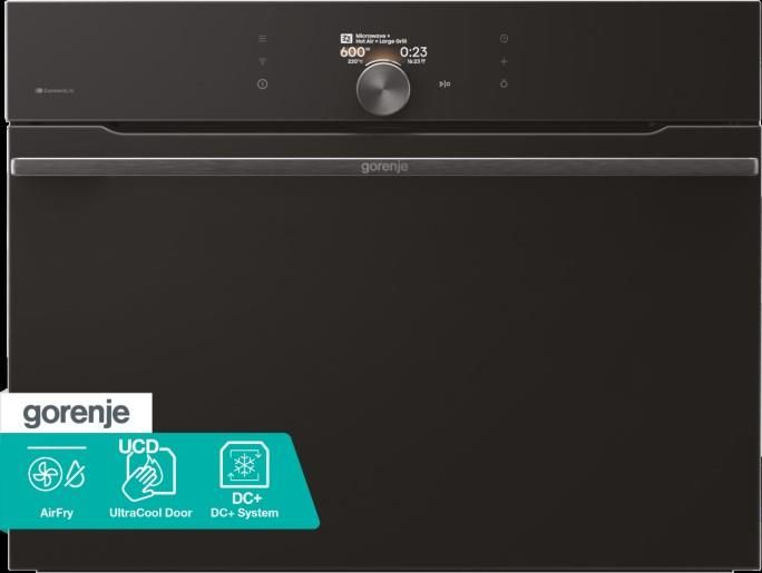 Духова шафа Gorenje електрична компактна, 50л, A+, дисплей, Wi-Fi, ф-ція мікрохвиль, чорний