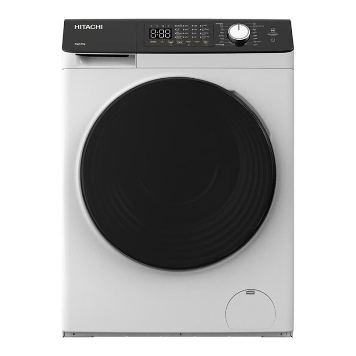 Прально-сушильна машина Hitachi фронтальна, 8(5)кг, 1400, B, 60см, дисплей, пара, інвертор, білий