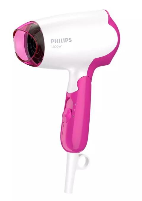 Фен Philips DryCare Essential дорожній, 1400Вт, 2 режими, хол. обдув, рожевий