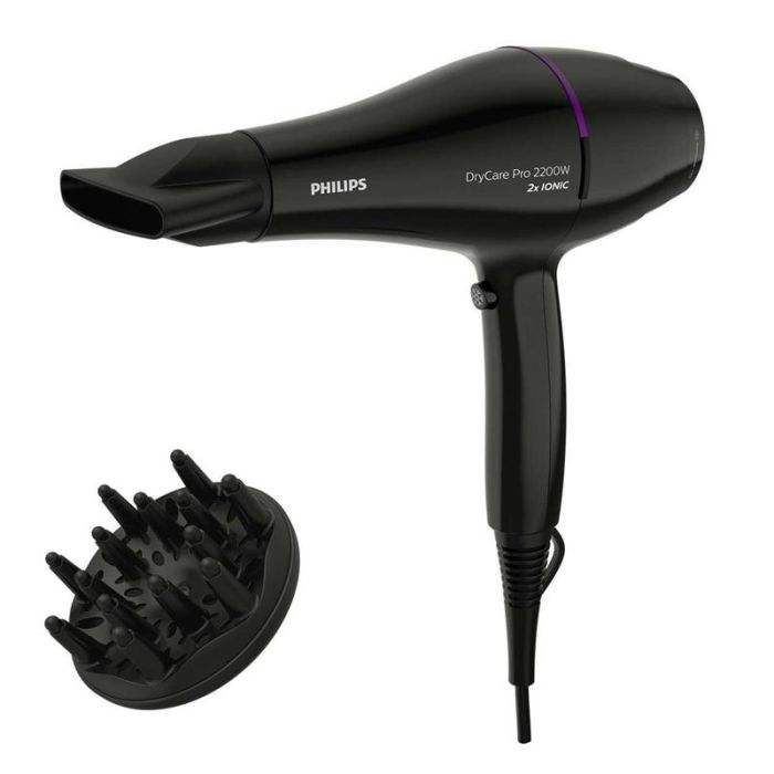 Фен Philips DryCare ACmotor, 2200Вт, 3 режими, дифузор, іоніз-я, хол. обдув, чорний