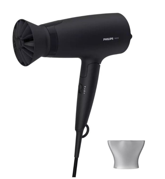 Фен Philips 3000 Series дорожній, 1600Вт, 3 режими, дифузор, хол. обдув, чорний